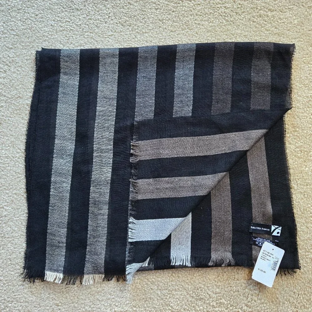 NWT Saks Silk Wool Cashmere Linen Scarf